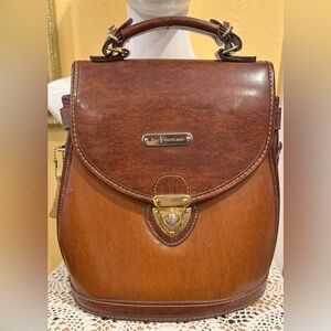 Polo by Ralph Lauren Tan Leather Backpack with Gold Accents